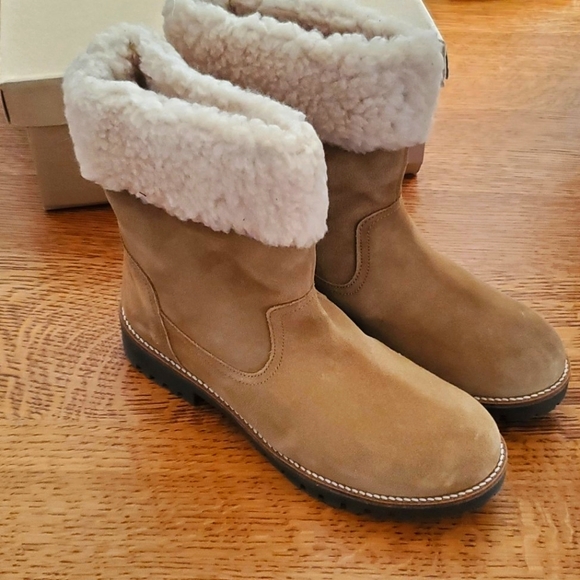 Anthropologie Louise Sherpa-cuffed Ankle Boots - tan - Picture 6 of 15